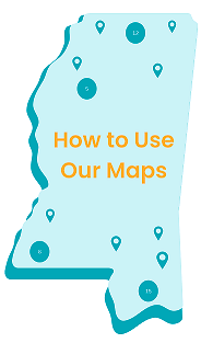 Map of Mississippi with the text How to use our maps