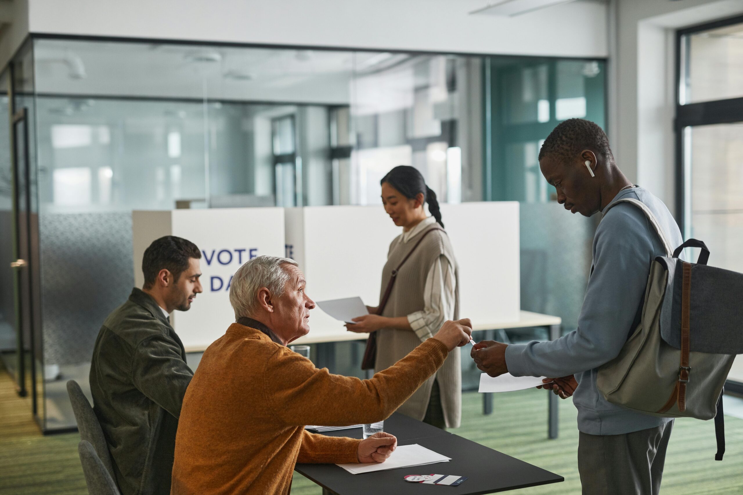 stock image of people voting